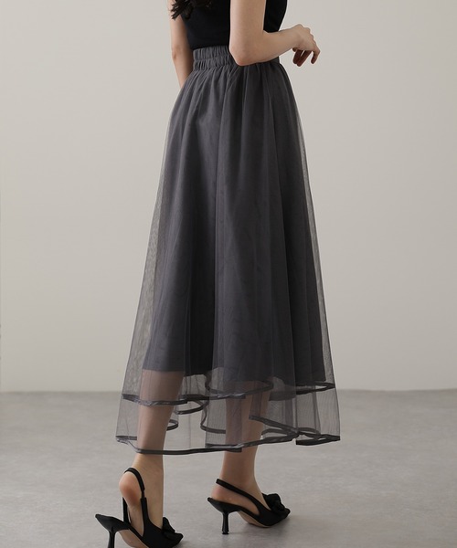 スカート パイピング ギャザー フレア ロング スカート | Lace Ladies | 12