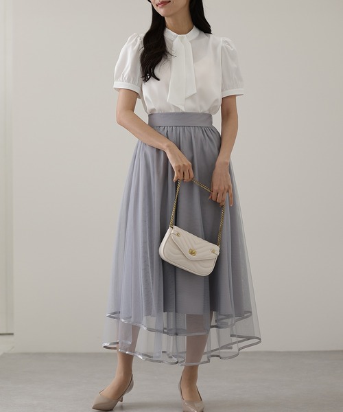 スカート パイピング ギャザー フレア ロング スカート | Lace Ladies | 15