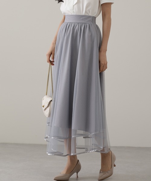 スカート パイピング ギャザー フレア ロング スカート | Lace Ladies | 16