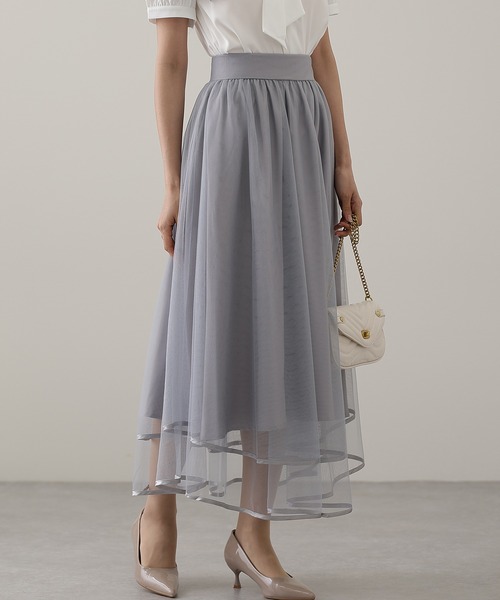 スカート パイピング ギャザー フレア ロング スカート | Lace Ladies | 19