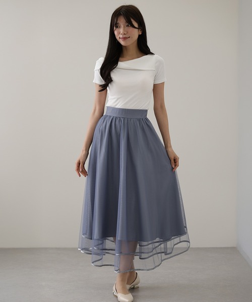 スカート パイピング ギャザー フレア ロング スカート | Lace Ladies | 20