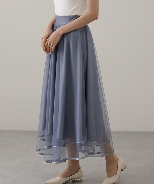 スカート パイピング ギャザー フレア ロング スカート | Lace Ladies | 22