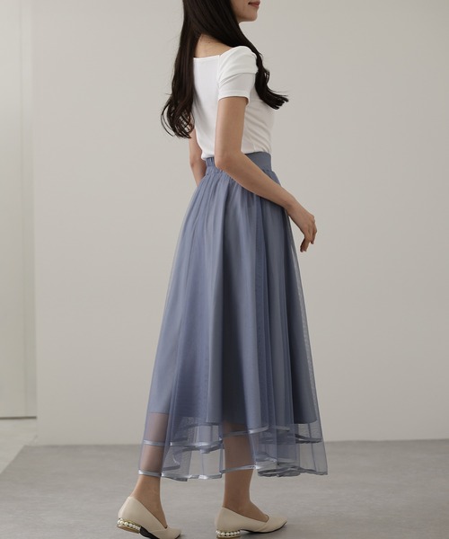 スカート パイピング ギャザー フレア ロング スカート | Lace Ladies | 23