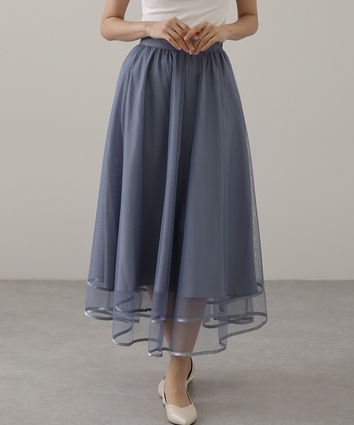 スカート パイピング ギャザー フレア ロング スカート | Lace Ladies | 24