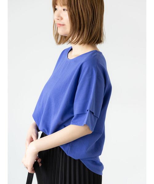 Lugnoncure（ルノンキュール） tシャツ プレーティング袖タックTシャツ