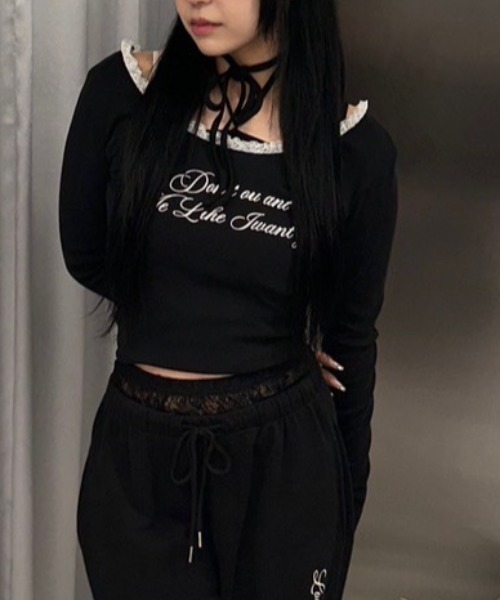 tシャツ 「nmtc+」lace neck long sleeve tee レディース