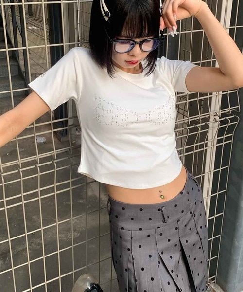 tシャツ 「サステナブル」レースロンTEE レディース 上品レース×スポーティMIXが旬。クロシェ風レースリブラインT