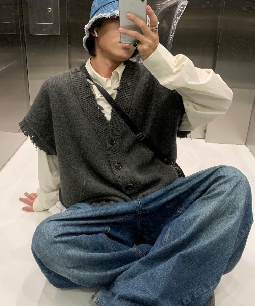 「MASONPRINCE」 ニットカーディガン L グリーン メンズ_画像3