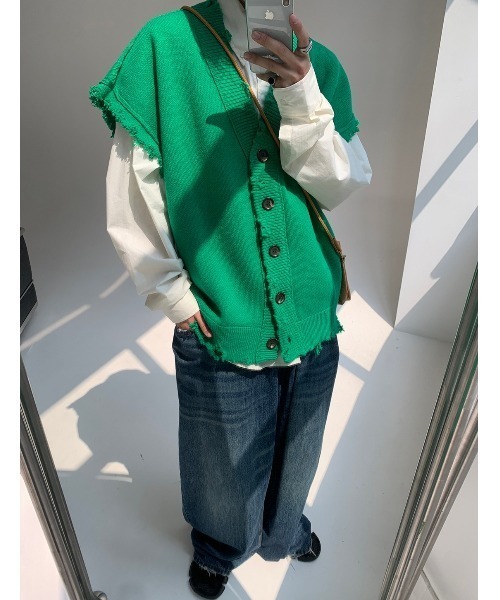 「MASONPRINCE」 ニットカーディガン L グリーン メンズ_画像7