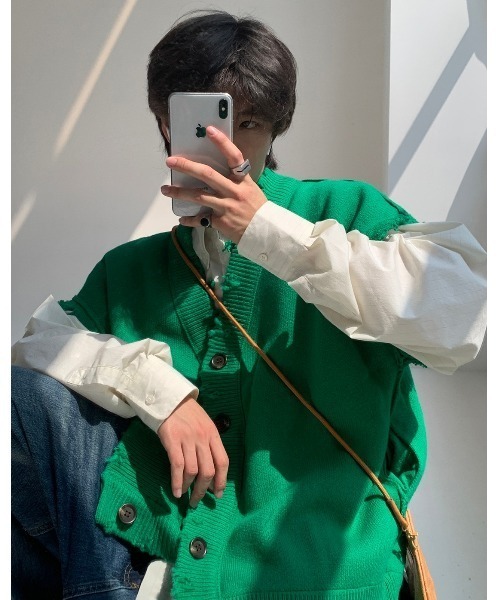 「MASONPRINCE」 ニットカーディガン L グリーン メンズ_画像9