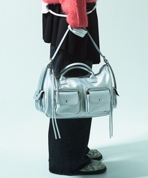新品未使用! UN3D．ファークラッチ/ショルダーバッグ/マルチカラー CAMPHOR WOOD ショルダーバッグ faux leather multi pocket shoulder