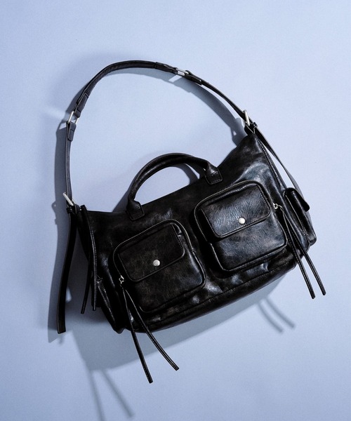 てぃんかーべる コミケ レザーバッグ Camphor wood ショルダーバッグ faux leather multi pocket shoulder