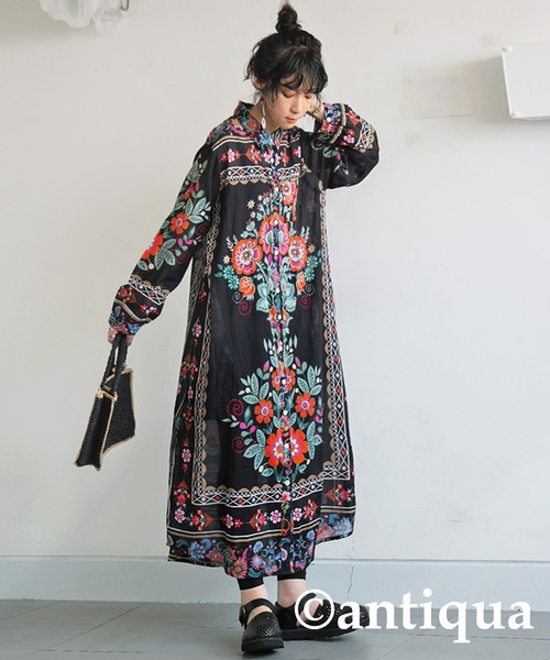 antiqua シャツワンピース 花柄シャツワンピース : ZOZOTOWN