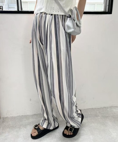 新品　ストライプ　ワイドパンツ パンツ ストライプワイドパンツ レディース : ZOZOTOWN Yahoo!店