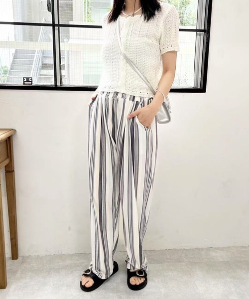 新品　ストライプ　ワイドパンツ パンツ ストライプワイドパンツ レディース : ZOZOTOWN Yahoo!店