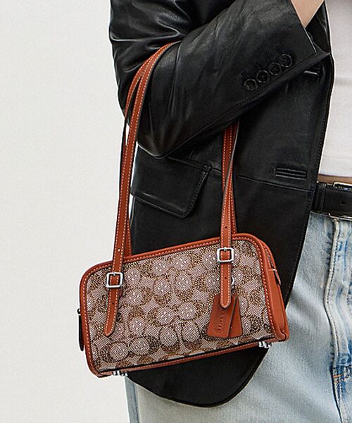 クリスタル付 COACH スウィンガー 20・シグネチャー ジャカード クリスタル付 COACH スウィンガー 20・シグネチャー ジャカード
