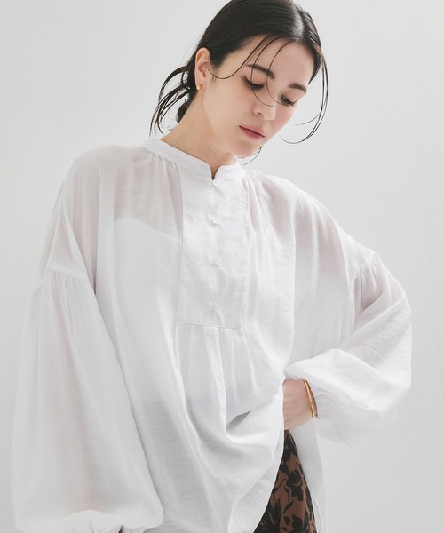 ブラウス シャツ タックボリューム袖シアーブラウス レディース LE CERCLE par rope' ブラウス シャツ シアータックボリューム