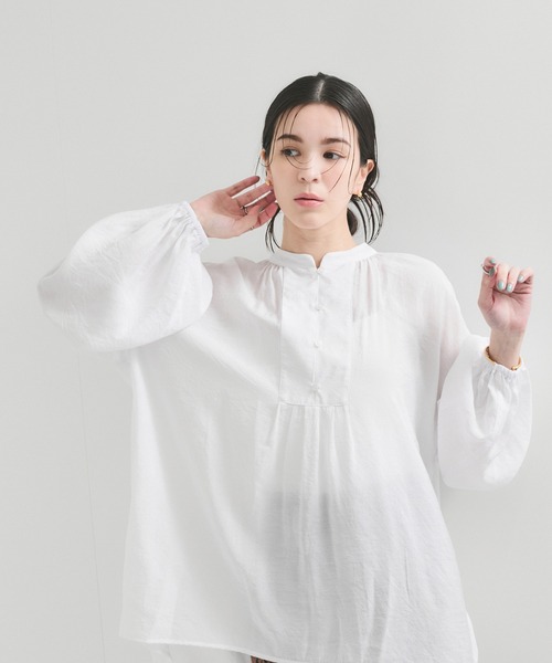 ブラウス シャツ タックボリューム袖シアーブラウス レディース LE CERCLE par rope' ブラウス シャツ シアータックボリューム