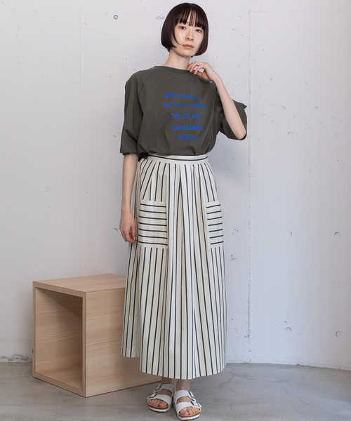 【未使用級】Drawer ストライププリーツタックスカート　¥85,000相当 未使用級】Drawer ストライププリーツタックスカート ¥85,000