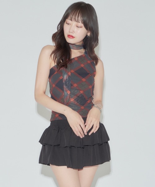 ROOP TOKYO tシャツ ホルターネック チェック柄タンクトップ