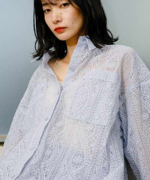「KBF」 長袖シャツ ONE ライトブルー レディース