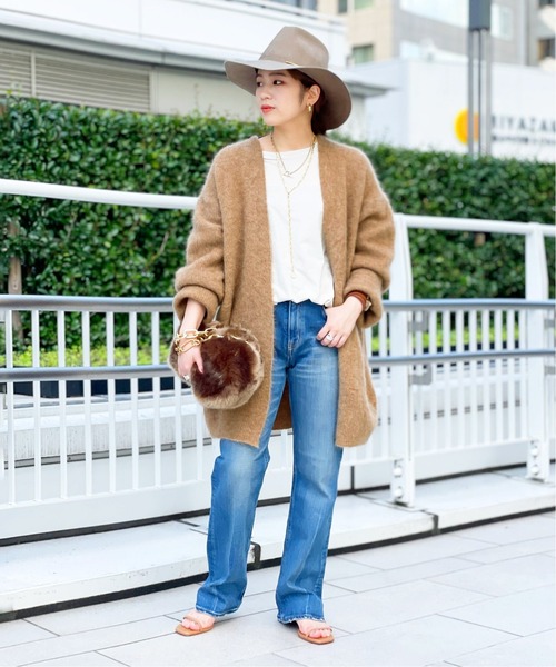 AP STUDIO 「unfil」ニットカーディガン FREE キャメル レディース