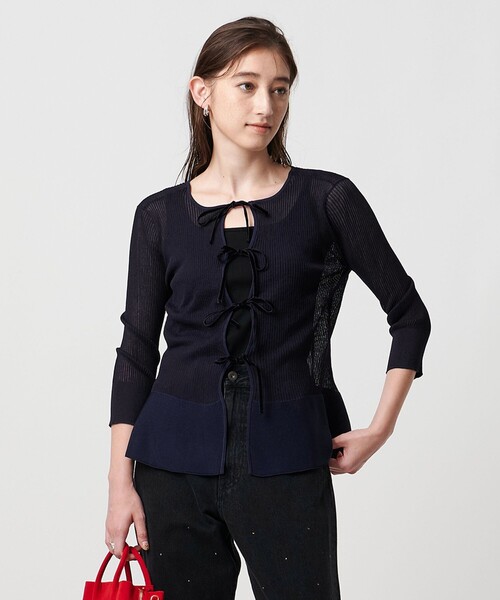 UNITED ARROWS カーディガン シアー リボン 2WAYカーディガン