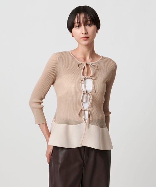 UNITED ARROWS レースモチーフシアーカーディガン UNITED ARROWS カーディガン シアー リボン 2WAYカーディガン