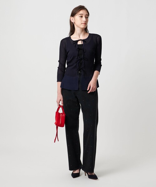 UNITED ARROWS レースモチーフシアーカーディガン UNITED ARROWS カーディガン シアー リボン 2WAYカーディガン