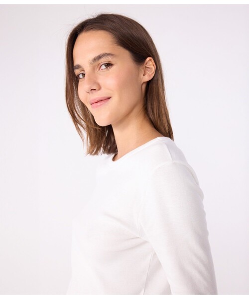 「PETIT BATEAU」 長(zhǎng)袖カットソー MEDIUM ホワイト レディース