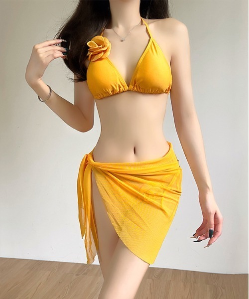 gossip!ロサンゼルス 水着 ガーリーローズリボンビキニ シアーパレオ