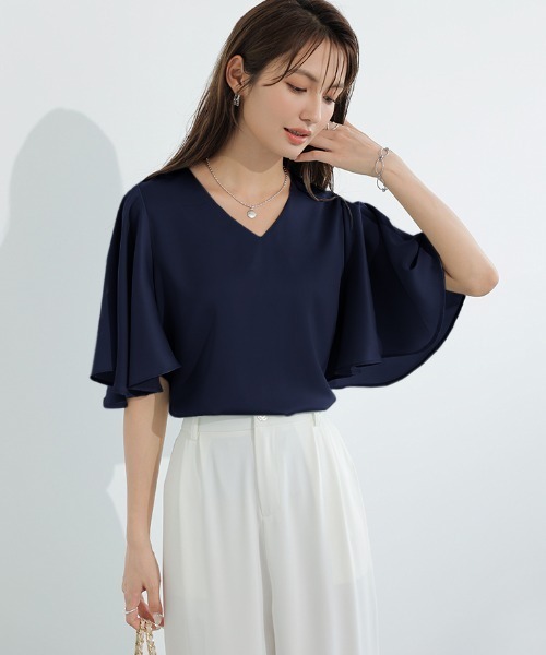 「COCOMOMO」 半袖ブラウス M ダークグリーン レディース_画像2