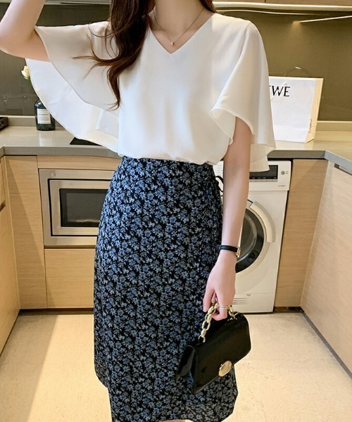 「COCOMOMO」 半袖ブラウス M ダークグリーン レディース_画像7