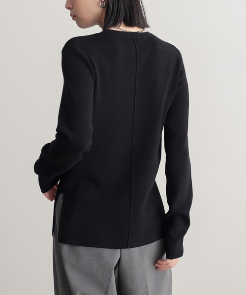 STONE  ブラック リブニット セーター コットン JIGGYS SHOP（ジギーズショップ） セーター ニット チクチクしない V