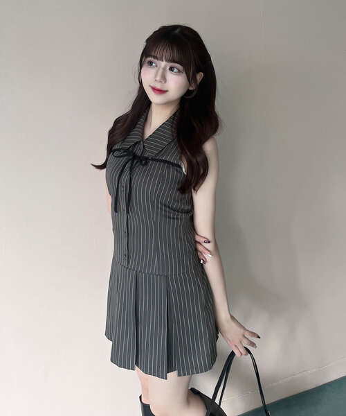 OLIVE des OLIVE ストライプ ノースリーブ ワンピース Sサイズ