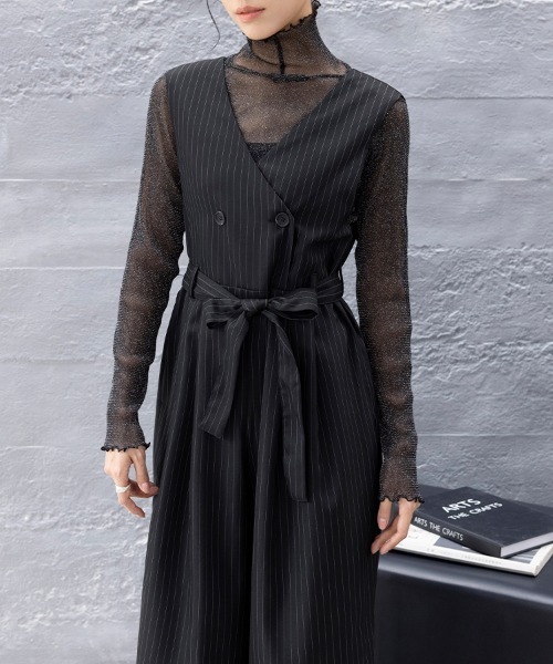 サロペット・オーバーオール・オールインワン MEER. V NECK JUMPSUIT サロペット オーバーオール Vネックハイウエストオールインワン