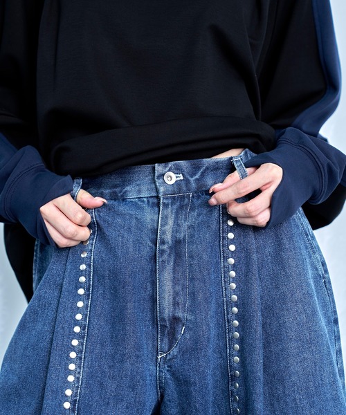 Nora Lily（ノラリリー） ジーンズ 「Nora Lily」Studs Denim Half