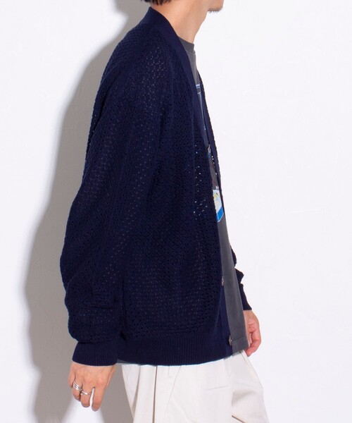 「GLOSTER」 ニットカーディガン M ネイビー メンズ_画像5