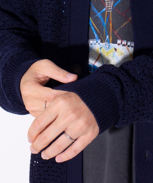 「GLOSTER」 ニットカーディガン M ネイビー メンズ_画像9