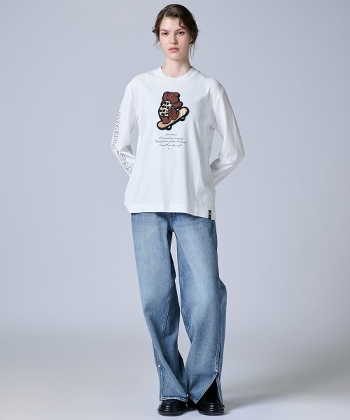 ダブスタ ベアワッペンロングTシャツ（WEB限定）　ホワイト DOUBLE STANDARD CLOTHING（ダブルスタンダードクロージング） tシャツ