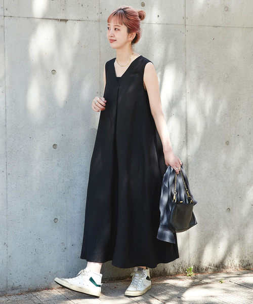 「B.C STOCK」 ノースリーブワンピース MEDIUM サックスブルー レディース_画像3