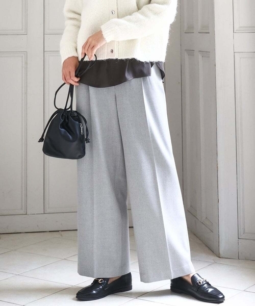 MK ミッシェルクラン（MK MICHEL  ）/【あったかボトム/ビジネス/洗える】ツイード調両面起毛ワイドパンツ MK MICHEL KLEIN（エムケー ミッシェルクラン） パンツ ツイード調両面