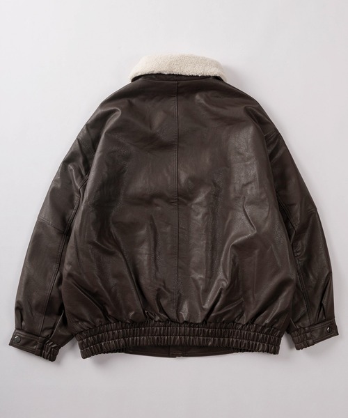 g-1タイプ　レザージャケット　ブラウン　襟ボア　M ブルゾン アウター 「82」襟ボア G-1タイプ フェイクレザー メンズ