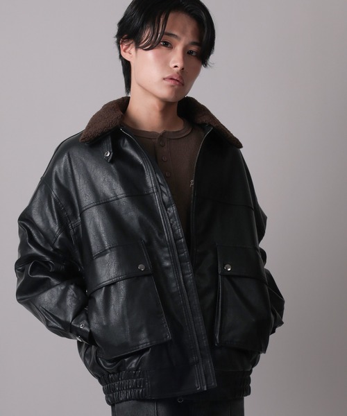 ブルゾン アウター 「82」襟ボア G-1タイプ フェイクレザー メンズ