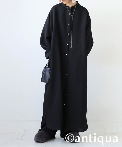 antiqua（アンティカ） シャツワンピース ワッフル布帛シャツ