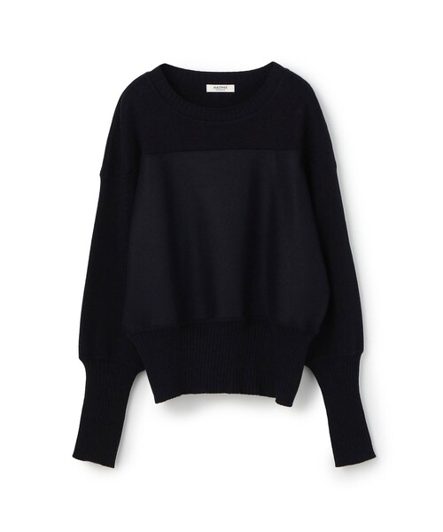マカフィー ニットコンビジャージー クルーネックプルオーバー S 紺 ネイビー MACPHEE（マカフィー） tシャツ ニットコンビジャージー クルーネック