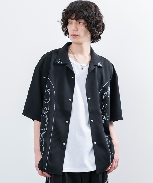 「JUNRED」 半袖シャツ L オフホワイト メンズ_画像2