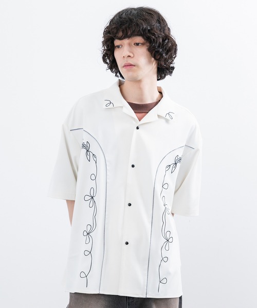 「JUNRED」 半袖シャツ L オフホワイト メンズ_画像5