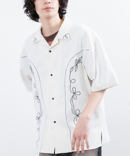 「JUNRED」 半袖シャツ L オフホワイト メンズ_画像6