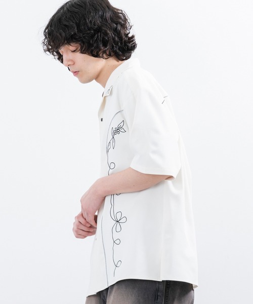 「JUNRED」 半袖シャツ L オフホワイト メンズ_画像8